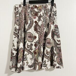 Cabi Skirt Womens 8 White Paisley Pleated Full Lined Garden Boho Y2K Fairy